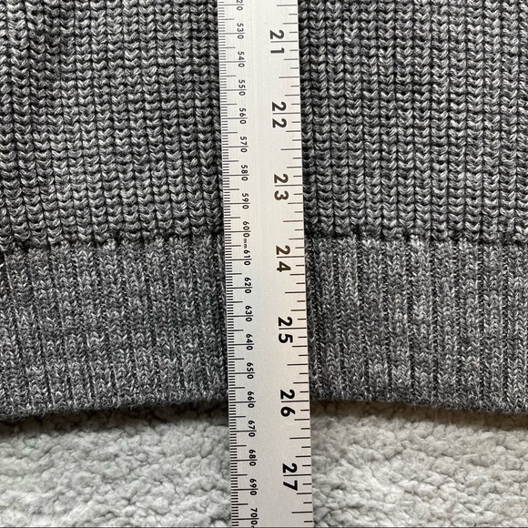 LL Bean Shawl Collar Cotton Sweater Size L Gray elbow patches - Picture 5 of 9